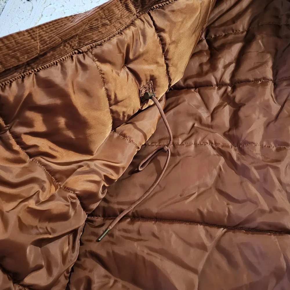 American Eagle Parka Brown Corduroy Puffer Winter Jacket - Picture 10 of 15